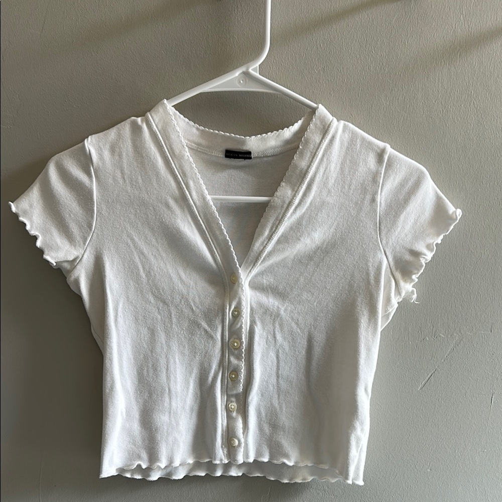 Brandy Melville White Fitted Crop Top